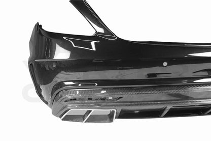 Partial Carbon Fiber Mansory Style Rear Bumper w/ Exhaust Tips - Mercedes Benz W222 Sedan (2017-2020)