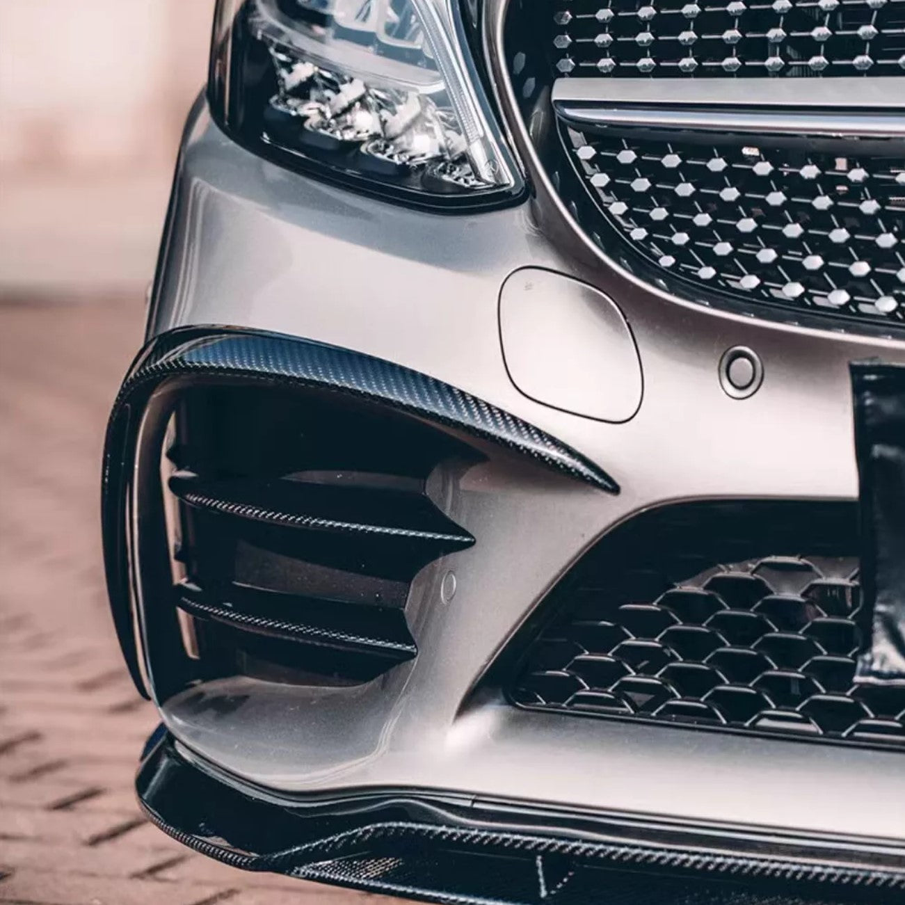 Carbon Fiber Front Vent Canard Overlays - Mercedes W205 C43 AMG (2019+)