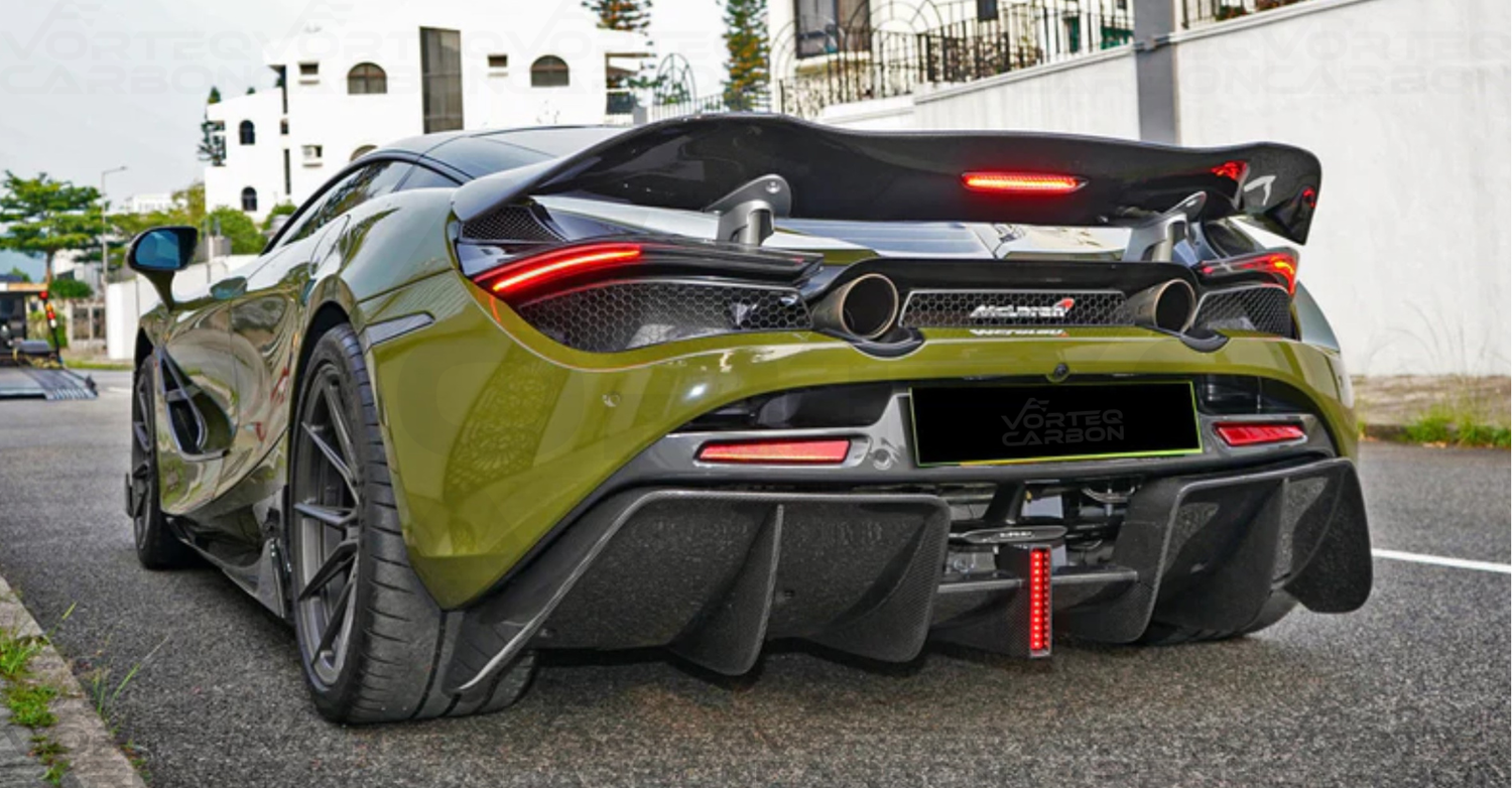 vorteq carbon mclaren 720s Se²NWB style rear diffuser with F1 LED brake light