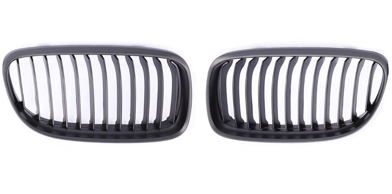 Gloss Black Front Kidney Grilles (Single Slat) - BMW E90 E91