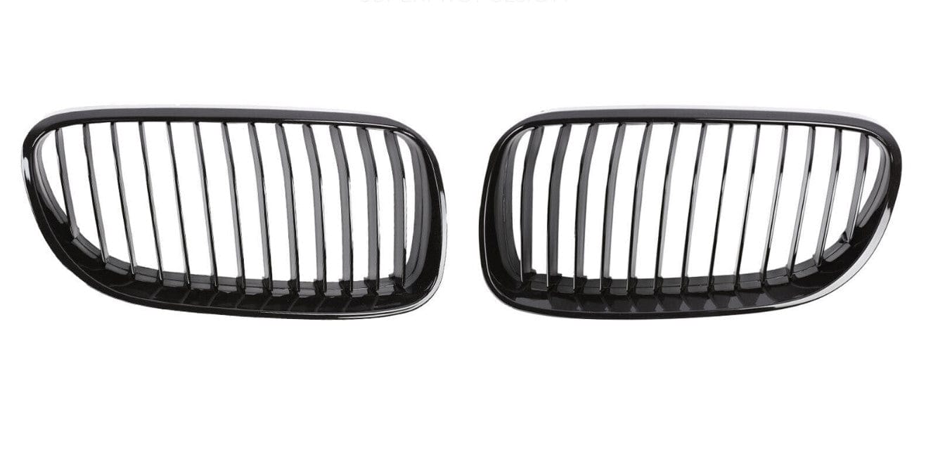 Gloss Black Front Kidney Grilles (Single Slat) - BMW E92 E93