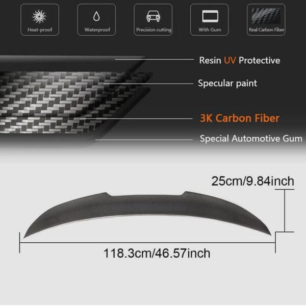 Carbon Fiber Trunk Spoiler PSM High Kick Style - BMW E90 E92 E93 3 Series & M3 (2006-2013)