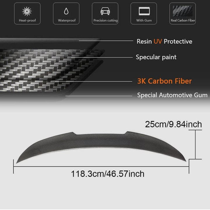 Carbon Fiber Trunk Spoiler PSM High Kick Style - BMW E90 E92 E93 3 Series & M3 (2006-2013)