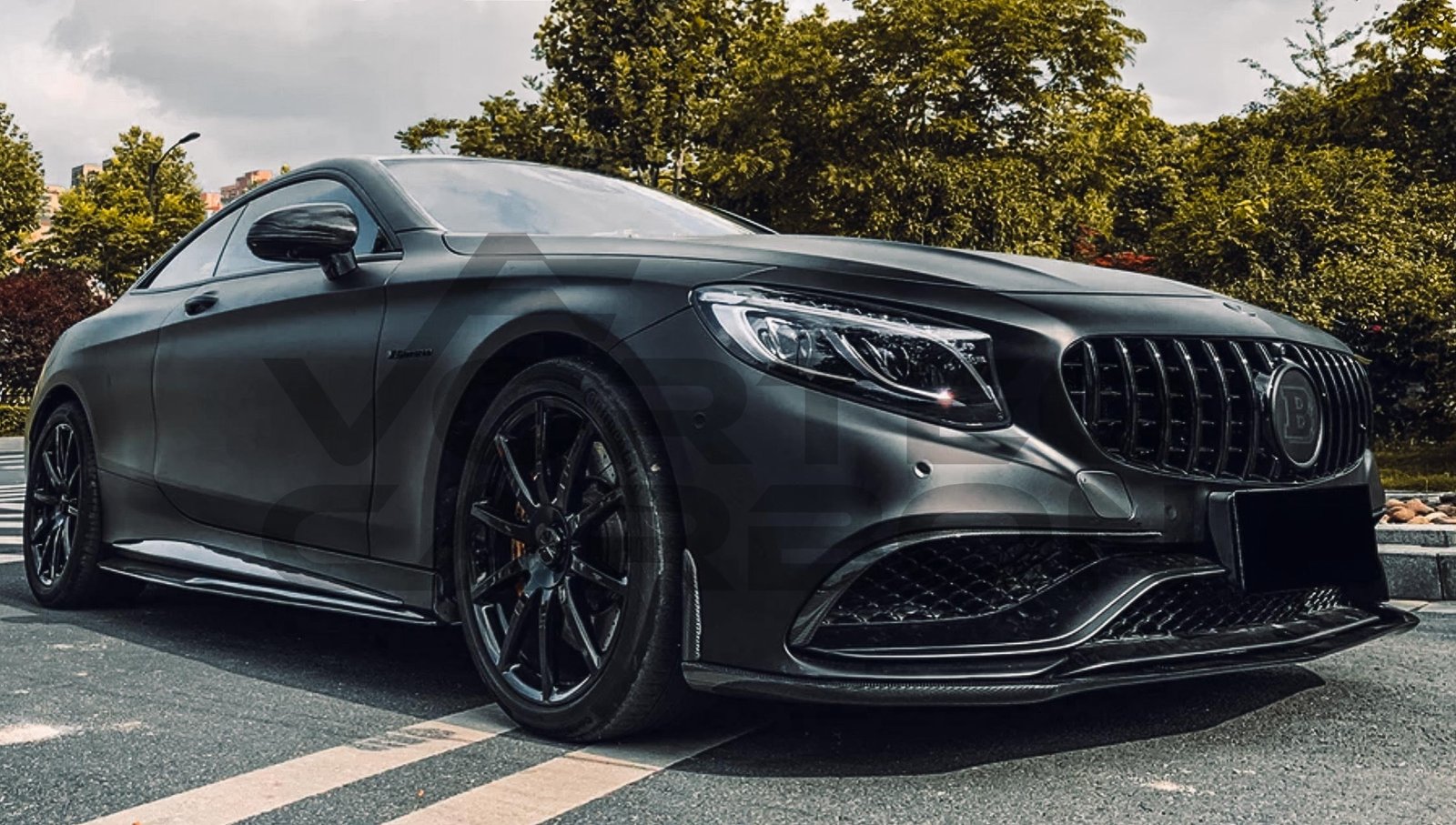 Carbon Fiber Lower Front Bumper Center Lip Trim - Mercedes Benz C217 S63/S65 AMG Coupe (2014-2017)