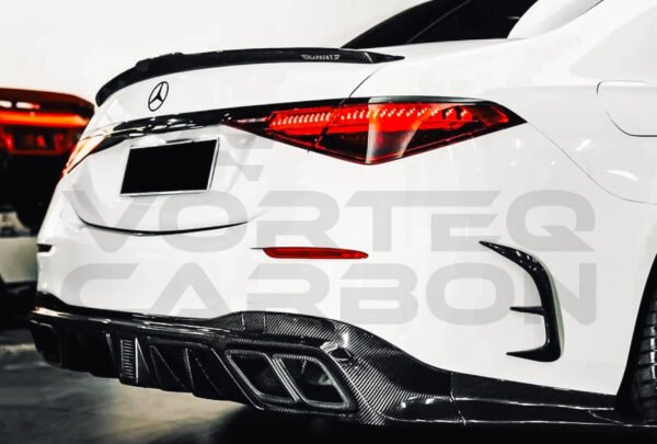 Carbon Fiber M Style Rear Diffuser w/ LED & Exhaust Tips - Mercedes Benz S Class W223 Sedan (2021-2024)