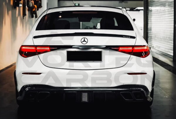 Carbon Fiber M Style Rear Diffuser w/ LED & Exhaust Tips - Mercedes Benz S Class W223 Sedan (2021-2024)