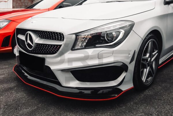 Carbon Fiber R Style Front Bumper Canards - Mercedes Benz W117 CLA Sport / CLA45 AMG (2013-2016)