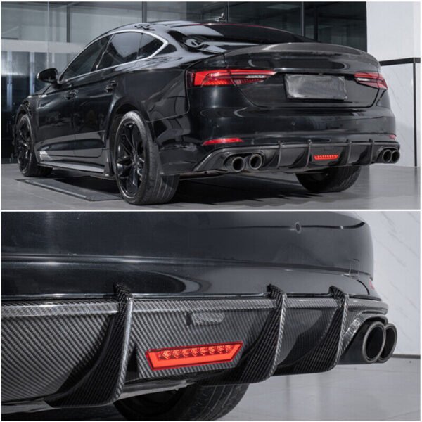 Carbon Fiber F1 LED K Style Rear Diffuser - Audi A5 S-Line / S5 B9 Coupe (2017-2019)